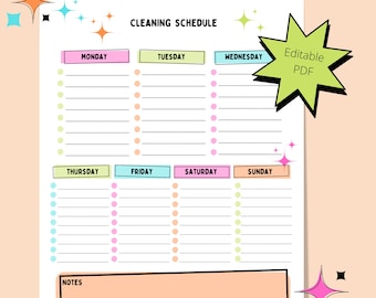 Simple Cleaning Schedule | Cleaning Checklist | Weekly Cleaning Checklist | Printable Checklist | Editable Cleaning Checklist