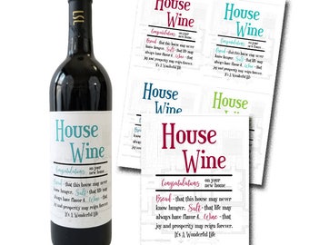 Housewarming Gift Wine Label, Printable Housewarming Wine Label, Printable Wine Label - Digital Download