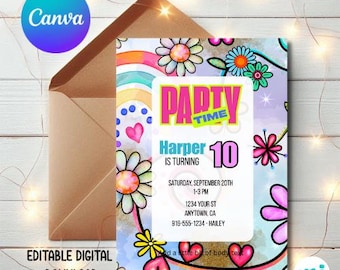 Editable Flowers Birthday Invitation