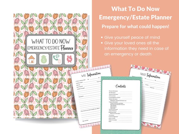 Just In Case Planner , What To Do Now Emergency & Legacy Planner, End of Life Planner, Estate Planner, Important Documents Binder, If I Die