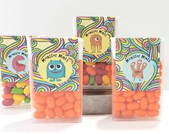 Tic Tac Printable Labels Monsters, Tic Tac Labels for Boys, Digital Download, Party Favor, Birthday Party Favor, Tic Tac Labels for girls