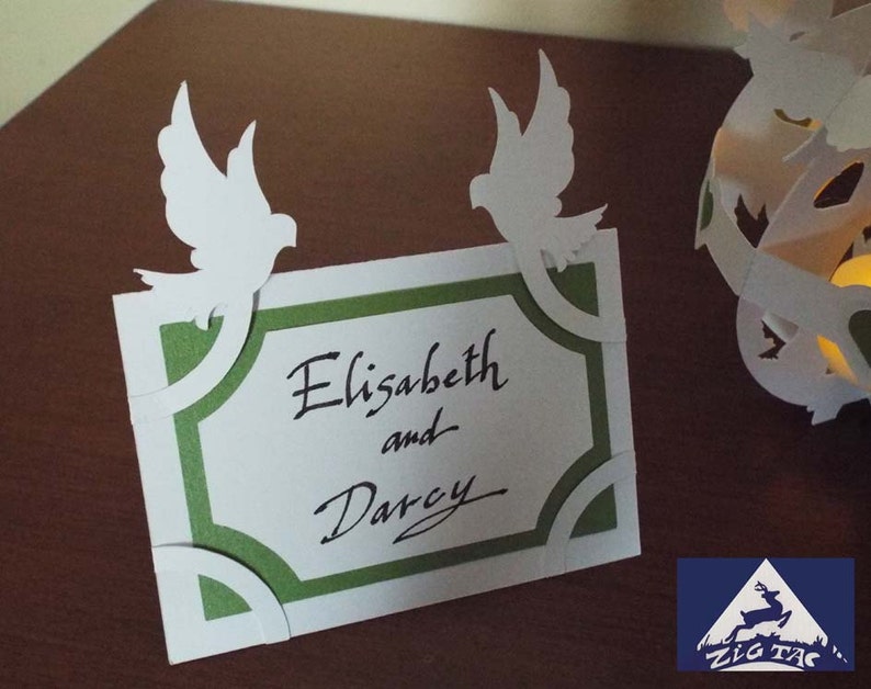 3D SVG Wedding doves lantern and place card. | Etsy