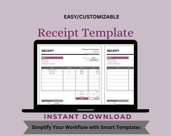 Google Sheets Receipt Template: Invoice, Payment Tracker (Digital Download)
