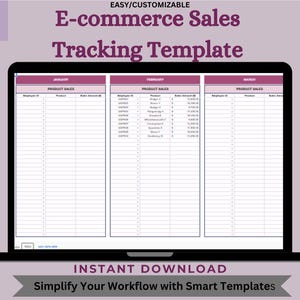 E-commerce Sales Tracking Template, business planner, sales tracker, sales spreadsheet, sales planner, daily sales tracker, product sales,
