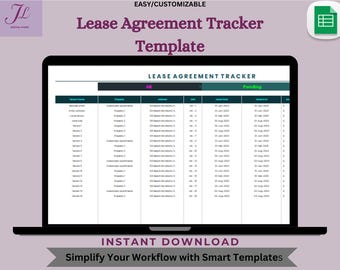 Lease Agreement Tracker Template – Digital Download, Editable Google Sheets for Landlords & Property Managers