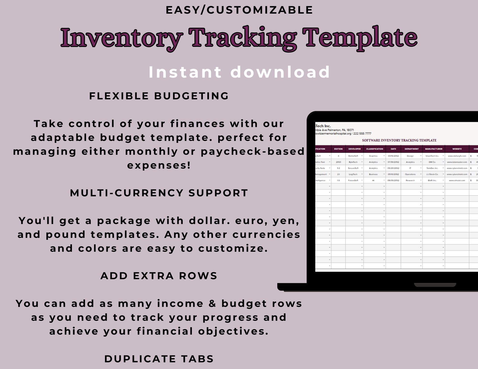 Running Inventory Template Inventory Templates, Inventory Template, Product Tracking, Inventory ...