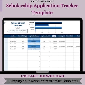 Scholarship Application Tracker: Editable Google Sheets Template (Digital Download