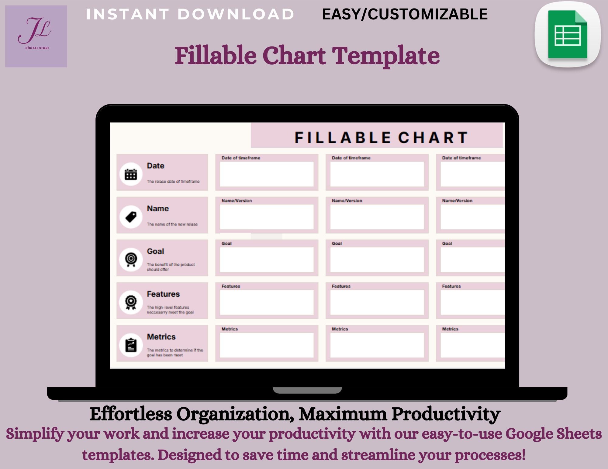 Editable Chart Template: Google Sheets, Custom Data Tracking (digital ...