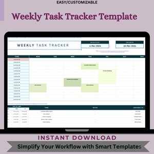 Weekly Task Tracker Template: Editable Google Sheets (Digital Download)