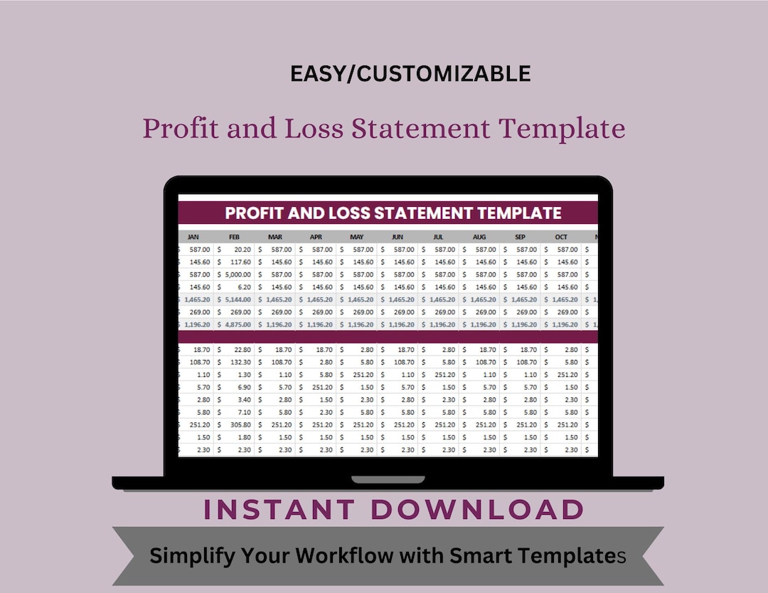 Profit and Loss Statement Template, Editable Google Sheets, Easy-to-use ...