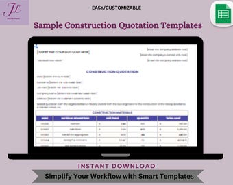 Construction Quotation Template: Editable Google Sheets (Digital Download)