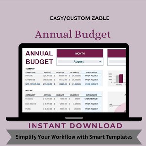 Handmade Annual Budget Planner, Financial Organizer,budget spreadsheet,budget planner,budget template,google sheets budget,