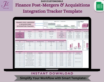 M&A Finance Integration Tracker: Google Sheets Template (Digital Download