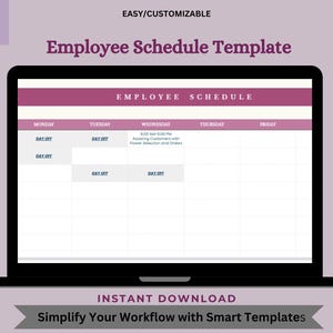 Employee Schedule Template – Editable Google Sheets, Digital Download for Work Shift Planning & Staff Scheduling