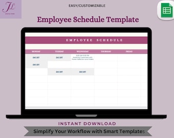 Employee Schedule Template – Editable Google Sheets, Digital Download for Work Shift Planning & Staff Scheduling