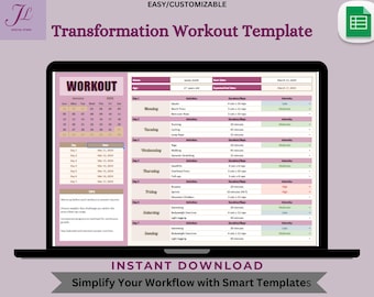 Transformation Workout Planner: Fitness Tracker Template (Digital Download)