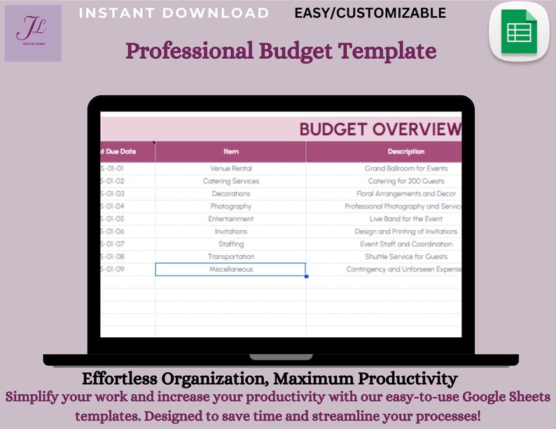 Editable Budget Template: Google Sheets Financial Planner (digital ...