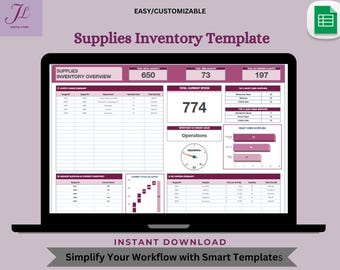 Supplies Inventory Template: Editable Google Sheets (Digital Download)