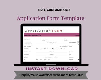 Editable Application Form Template: Google Sheets, Printable (Digital Download)