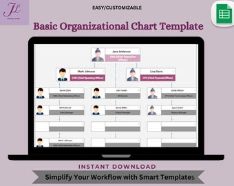 Bewerkbare sjabloon organigram: businessplanner (digitale download)