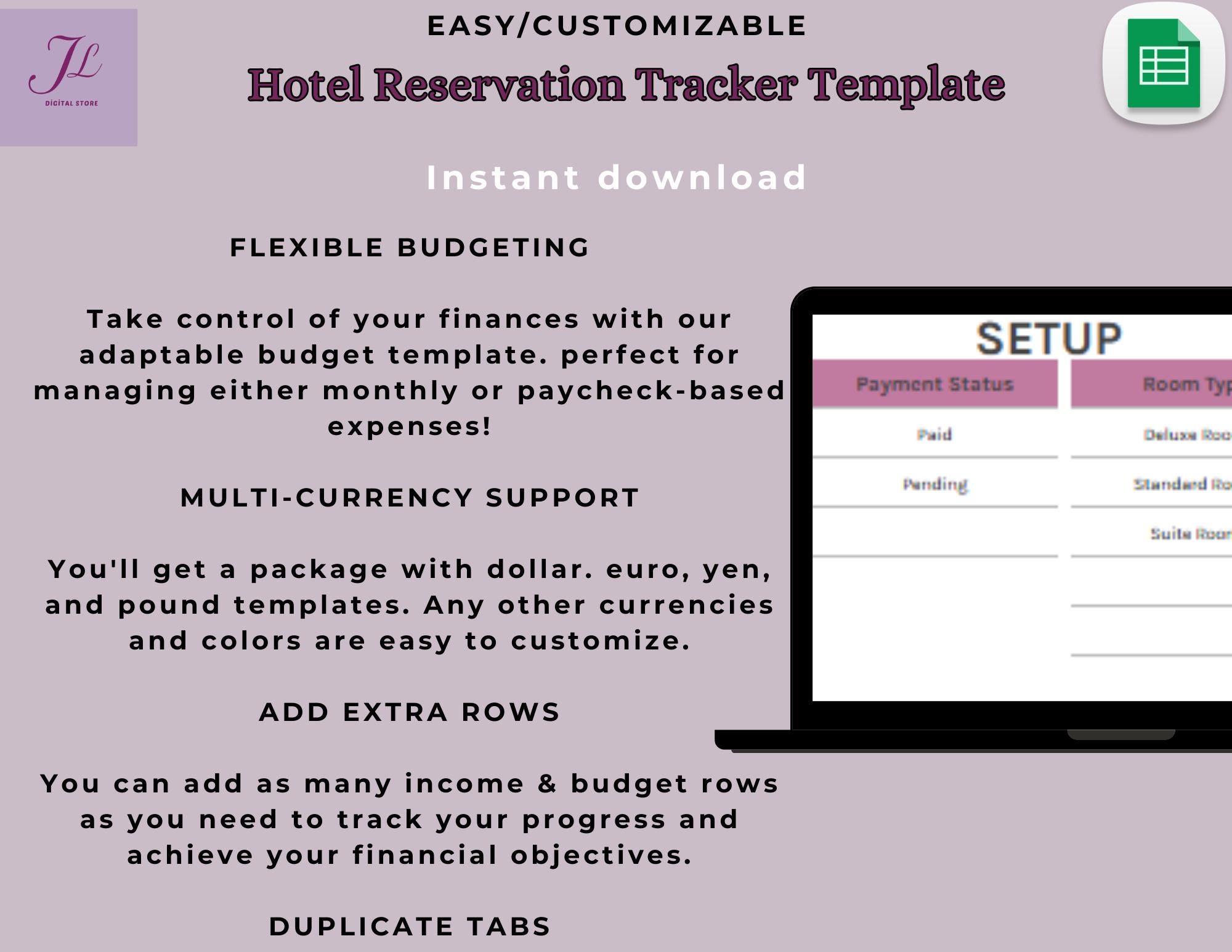 Hotel Reservation Tracker Template: Google Sheets Booking Calendar ...
