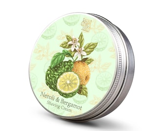 Crème à raser - Néroli et bergamote - Fait main au Royaume-Uni - Respecte les végétaliens