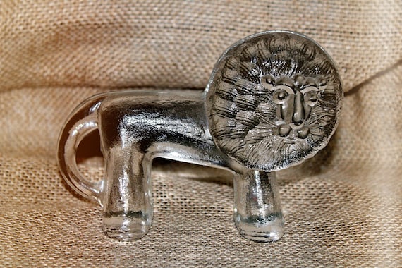 Kosta Boda Art Glass Lion Paperweight, Bertil Vallien, Blown Glass