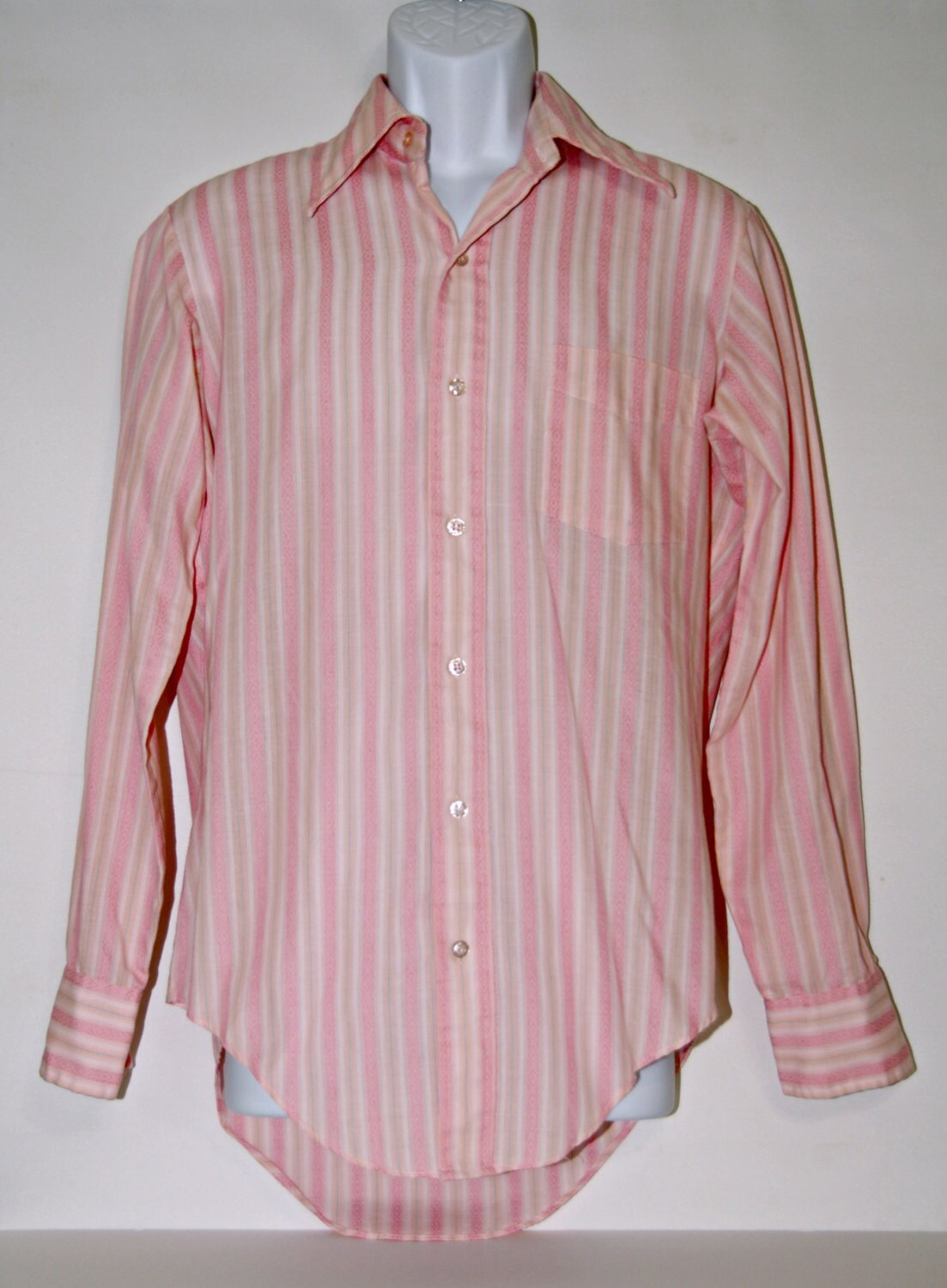 Bonaire Striped Dress Shirt Pink Yellow 
