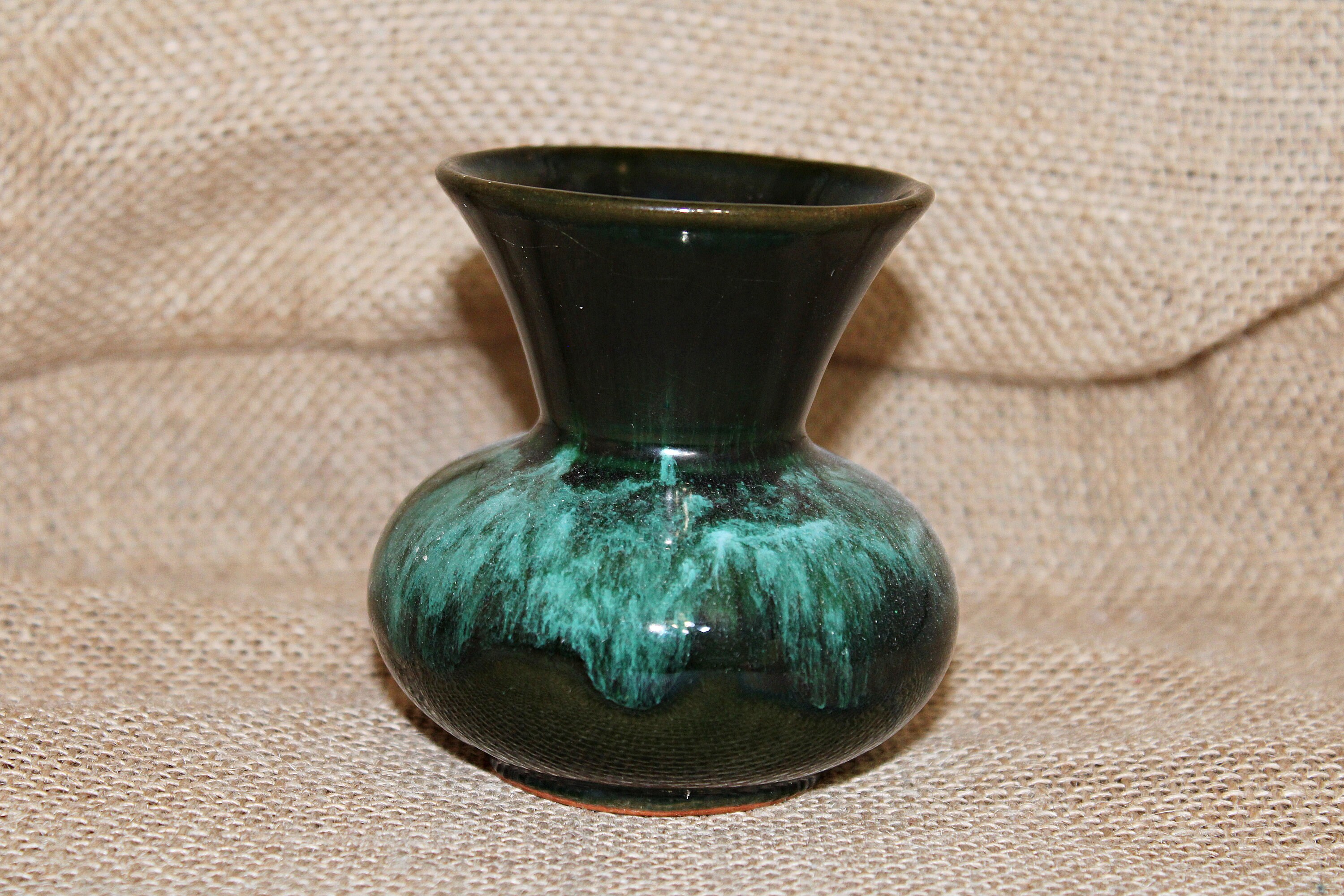 Blue Mountain Pottery Canada Small Drip Glaze Vase Green and Etsy