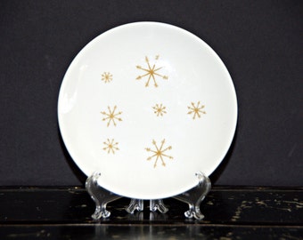 Star Glow, Bread Plate, Royal China, Made in USA, Gold Starburst, Atomic Age, Midcentury Modern, Mad Style, Space Age, Ironstone, Ovenproof