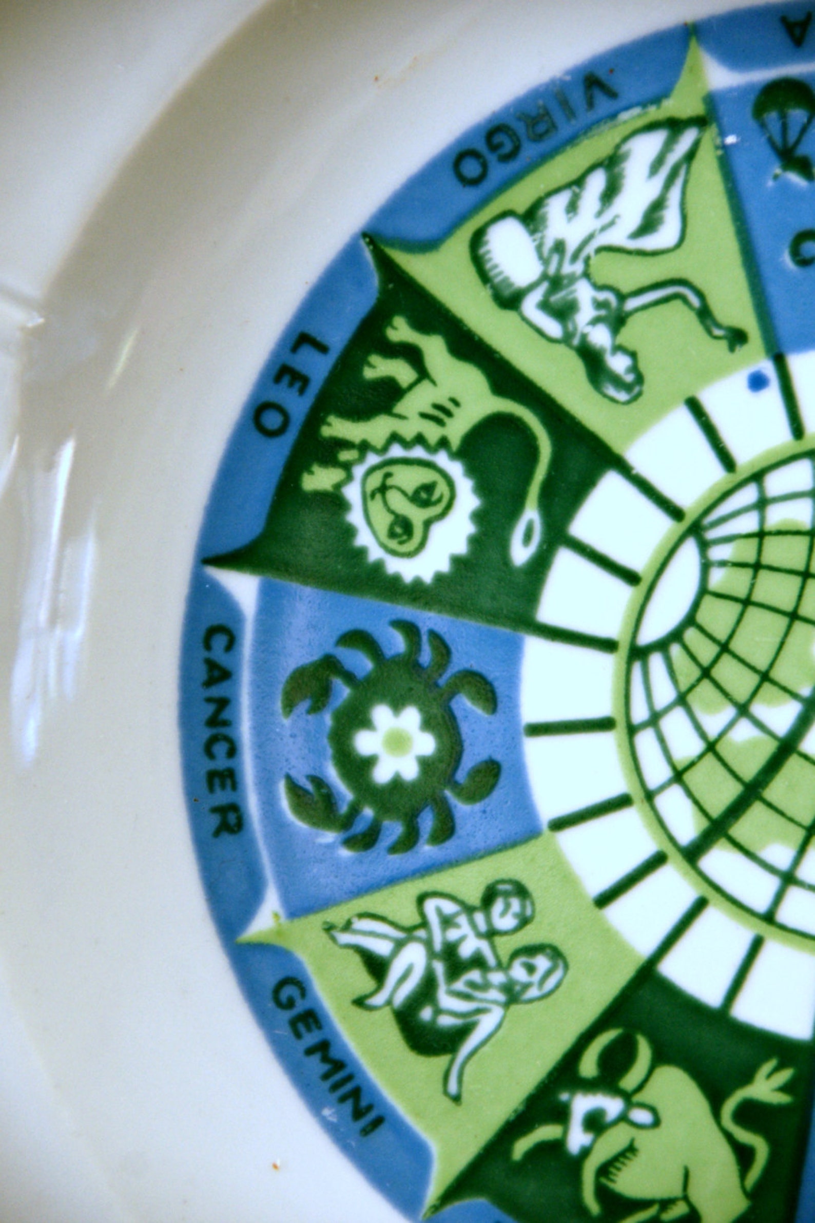 Zodiac Ashtray Green Blue 12 Signs Astrology Globe Made Etsy