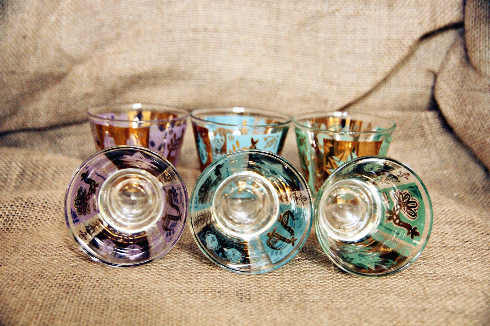 Funky MCM Martini Set Pitcher 6 Glasses Purple Green Etsy