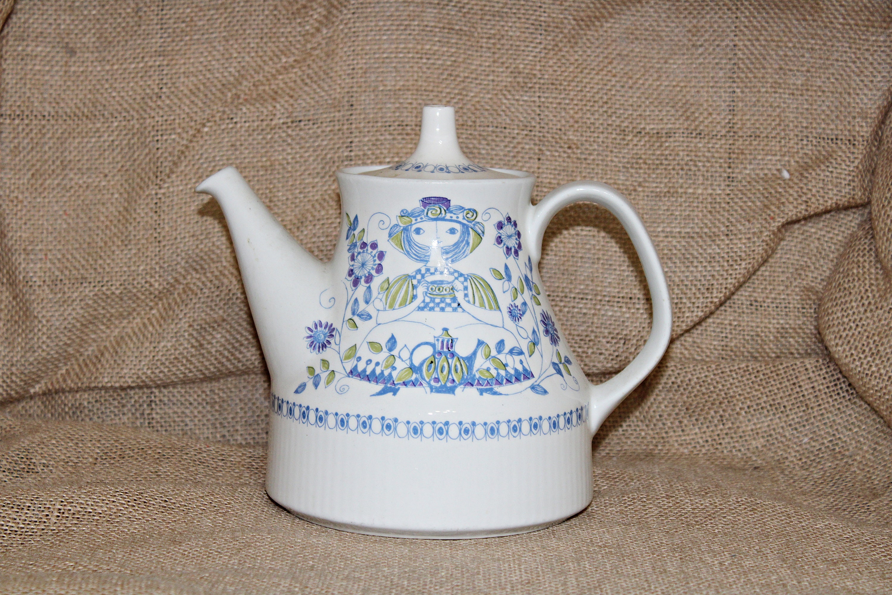 Pretty Maid Teapot Lotte Norway Turi Design Flameware Blue Etsy