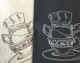 Stacked Teacup Tea Towel