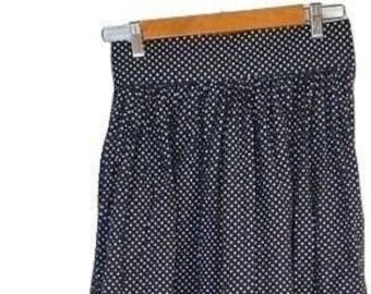 Vintage jaren '80 doet jaren '50 handgemaakte zwart witte polka dot retro midi rok M