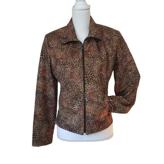 90s womens leopard print full zip jacket M/8 - image 2