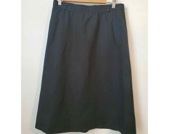 Vintage 60s negro una línea midi carrera falda básica ILGWU bolsillos secretaria - pieza básica