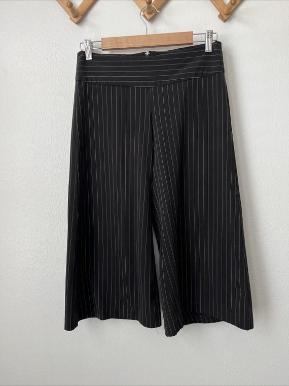 90s black white pinstripe wide leg crop pants 90s 