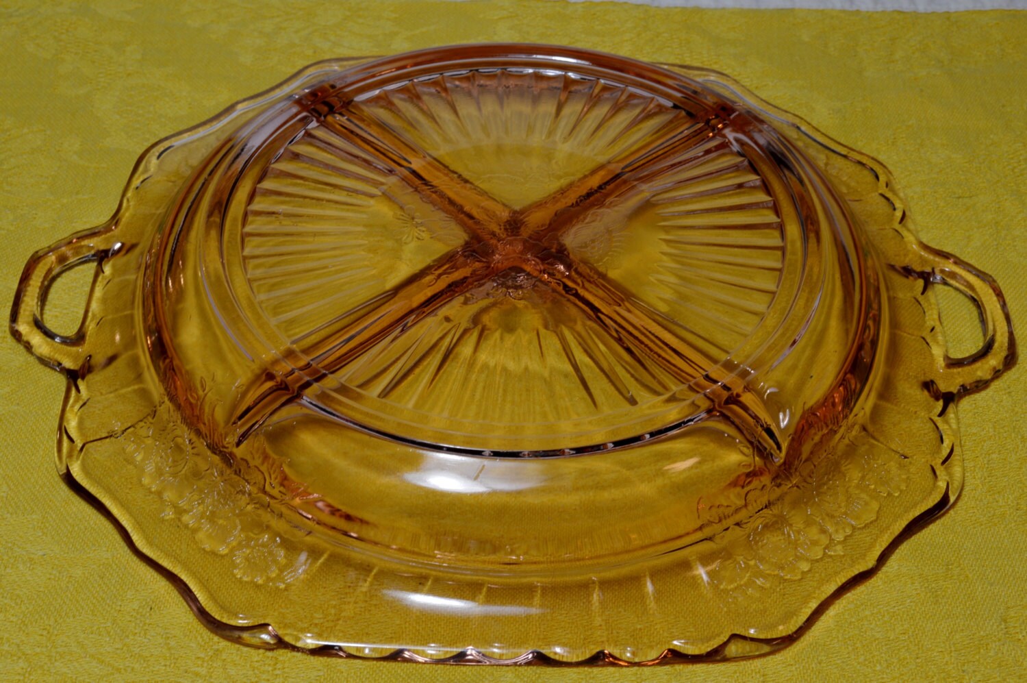 Pink Depression Glass Divided Relish Dish Hocking Mayfair Etsy