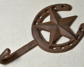 Horseshoe Star Wall Hook, Western Decor Metal Hanging Hook