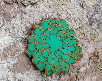 Flower/ Wooden flowers/ Brooch/ Handpainted brooch/ Epoxy resin/ Nature brooch