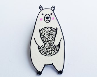 Bear Bear shrink plastic Shrink plastic brooch Bear brooch Minimalist jewelry Scandinavian style