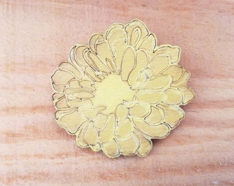 Wooden flowers Flower brooch Wooden brooch Handpainted jewelry Minimal jewelry