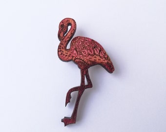 Pink Flamingo Pink Flamingo Brooch Flamingo Laser Cut Laser Cut Brooch Fashion Jewelry