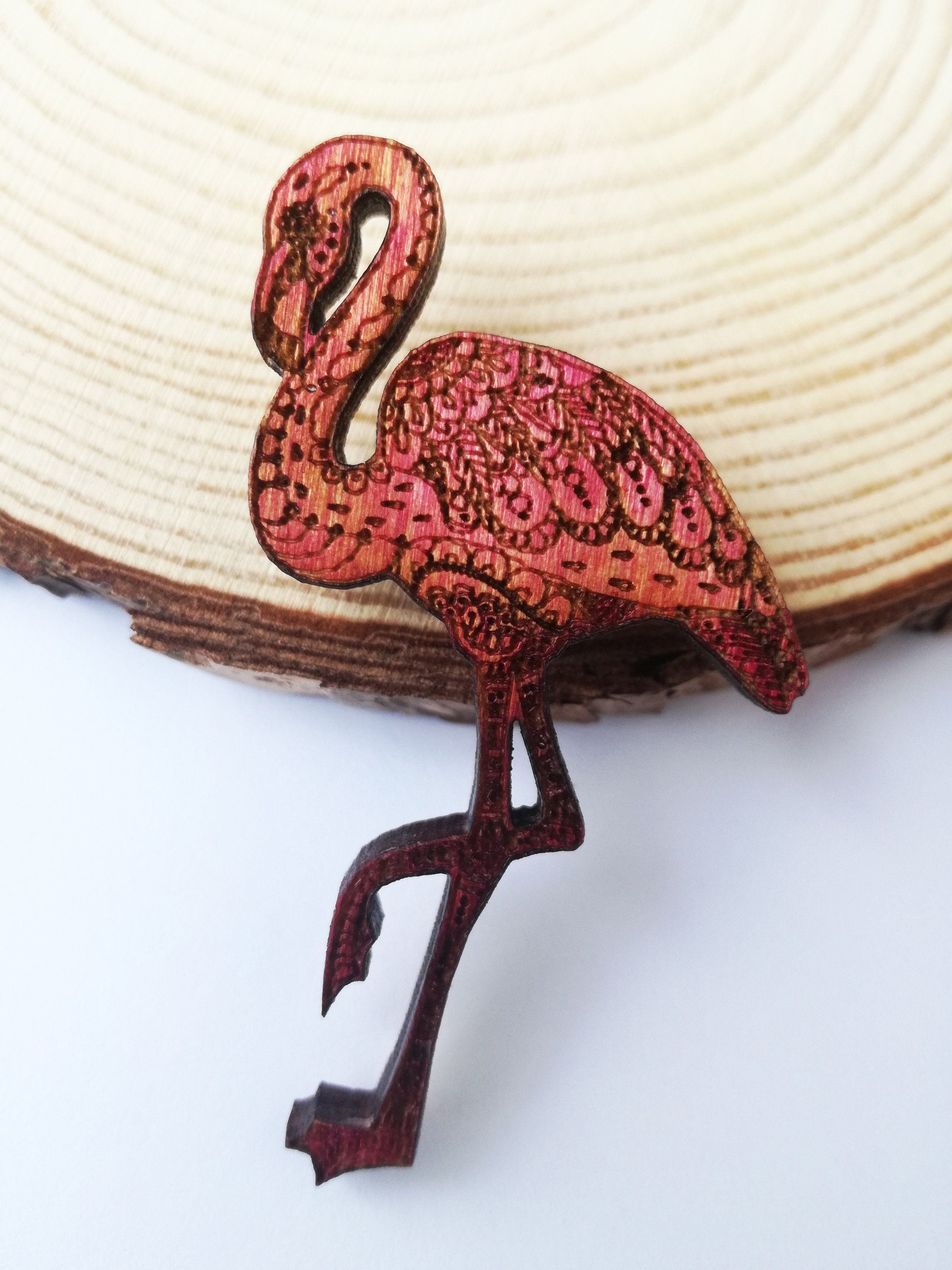 Pink Flamingo Pink Flamingo Brooch Flamingo Laser Cut Laser