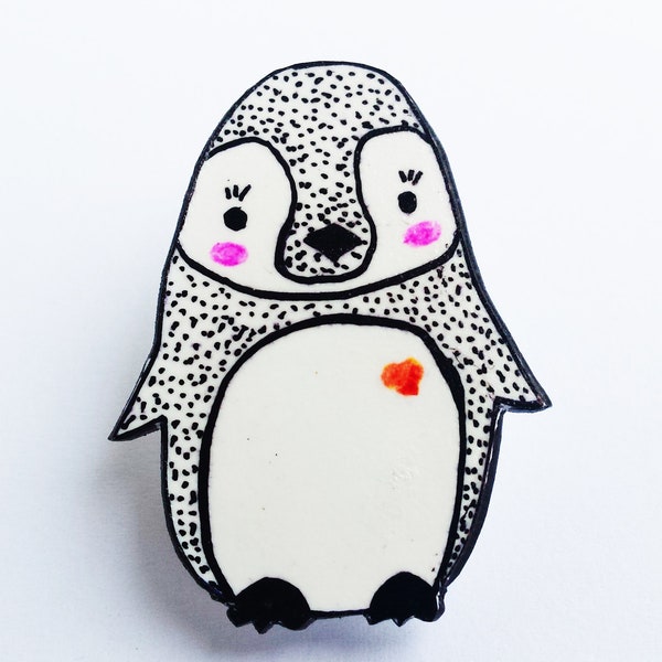 Penguin Penguin shrink plastic Shrink plastic brooch Arctic animals Scandinavian style