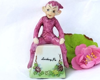 Porcelain Elf Bell Pink Pixie 4 Inch Souvenir of Lewisburg, Pennsylvania