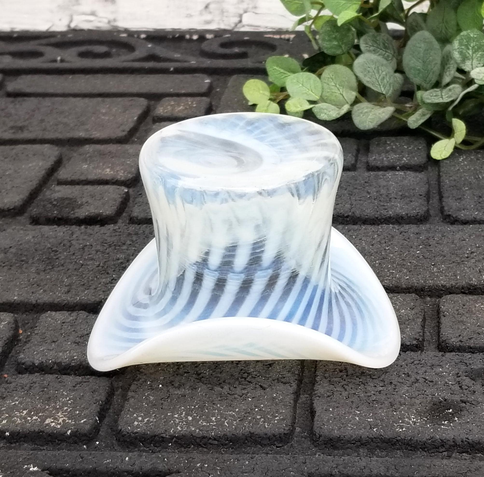 <HKさま専用＞フェントン ブルーイリデセントグラス・プラムクレスト コンポート HKさま専用＞フェントン ブルーイリデセントグラス・プラムクレスト