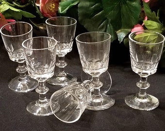 Cut Crystal Cordials Set/Six, Classic Design, Quality Footed Glassware