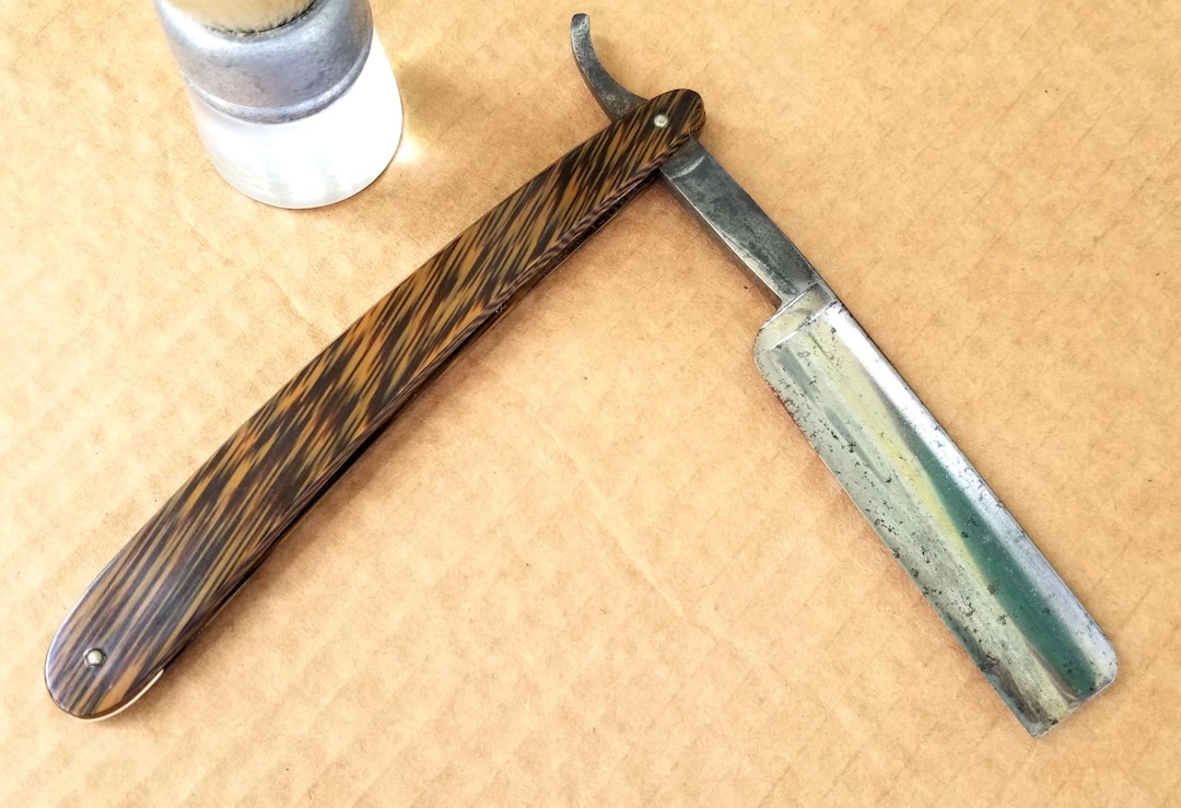 Genco Head Barber Straight Razor Geneva N.Y. Wood Grain Scales U.S.A ...